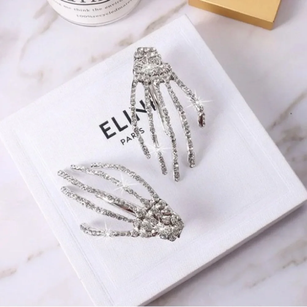 Single Rhinestone Skeleton Hairpin For Women Rhinestone Hair Bows With Clip